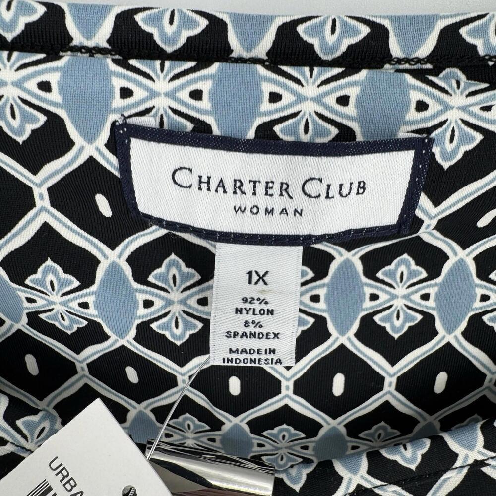 Charter Club shirt womens 1x navy black stretch plus size top work office career - Picture 5 of 6
